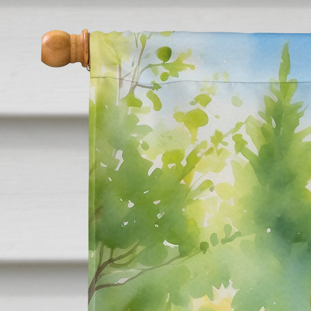 Shiba Inu Spring Path House Flag