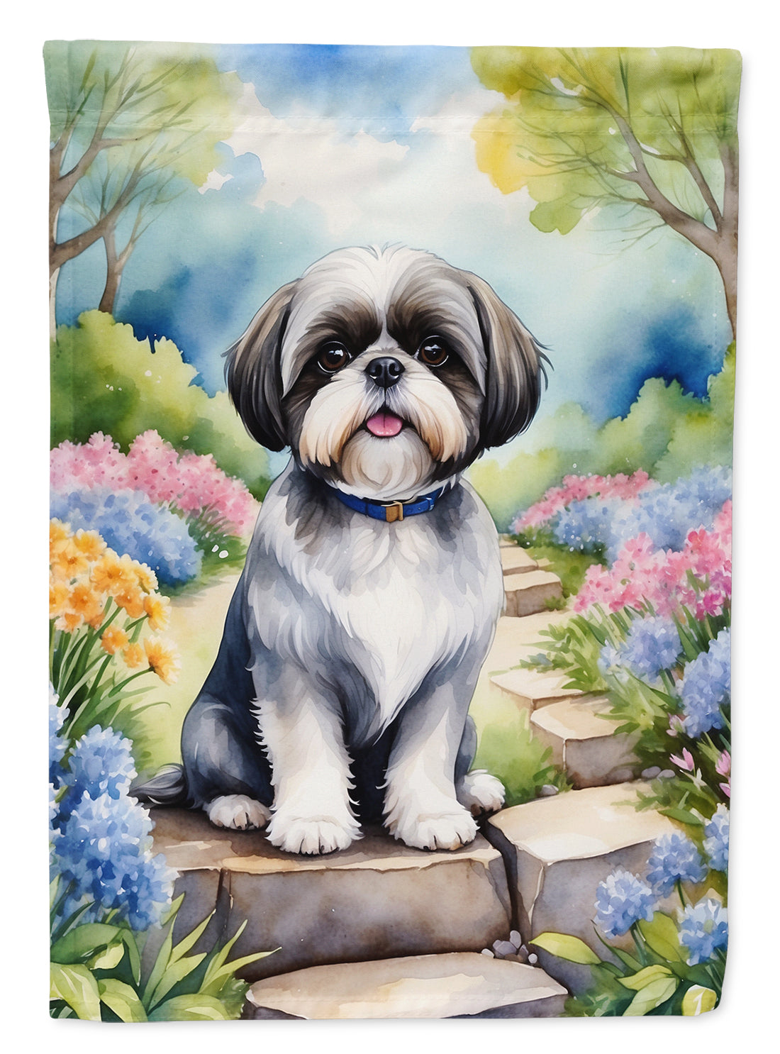 Buy this Shih Tzu Spring Path House Flag