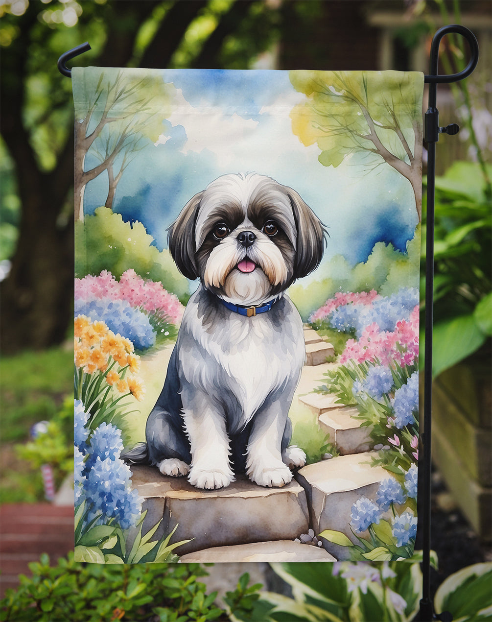 Shih Tzu Spring Path Garden Flag