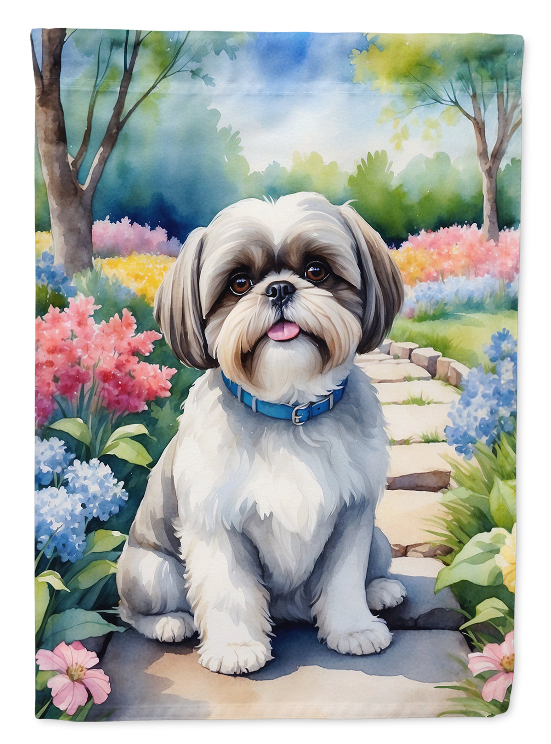 Buy this Shih Tzu Spring Path House Flag