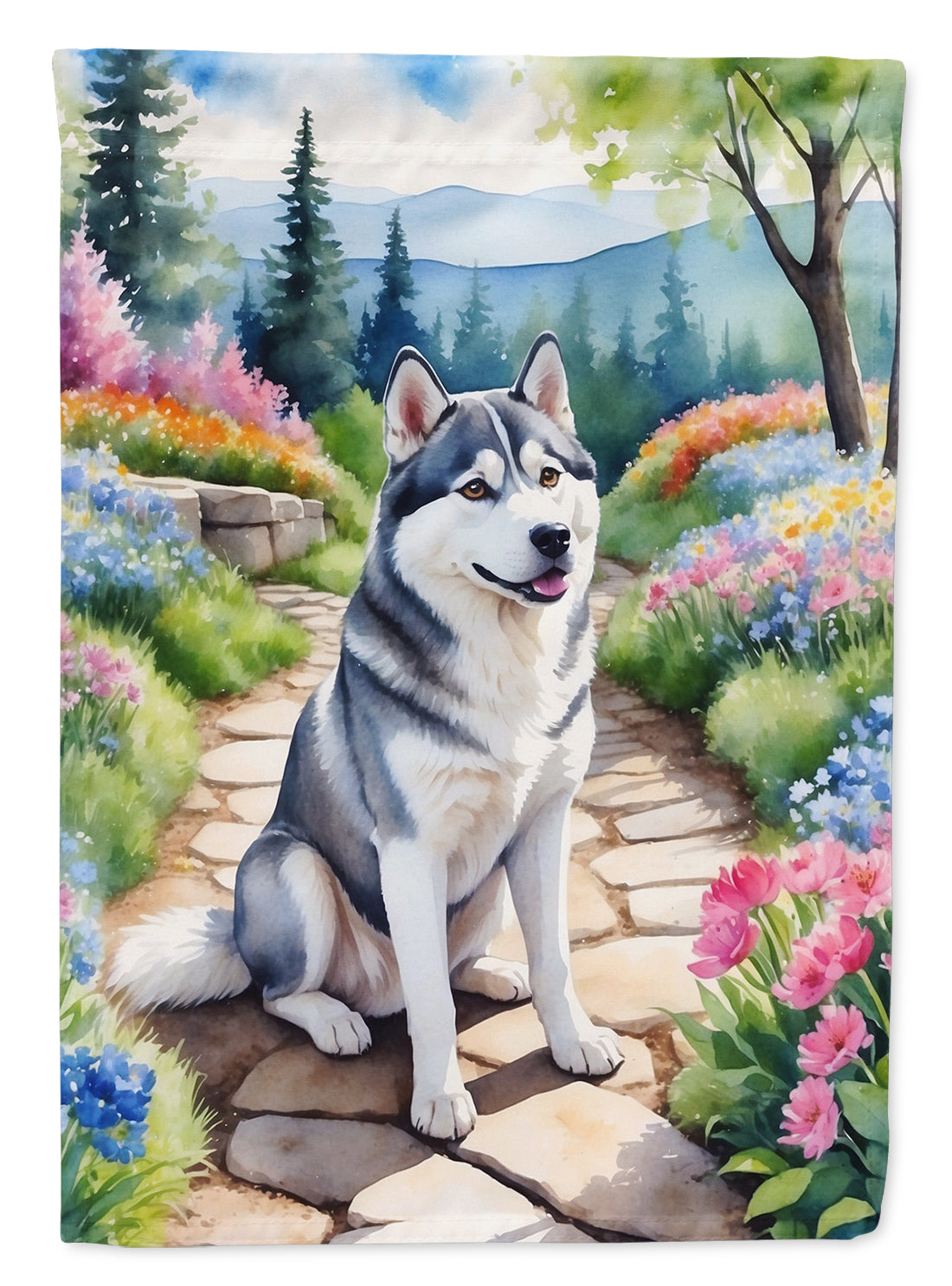 Buy this Siberian Husky Spring Path House Flag