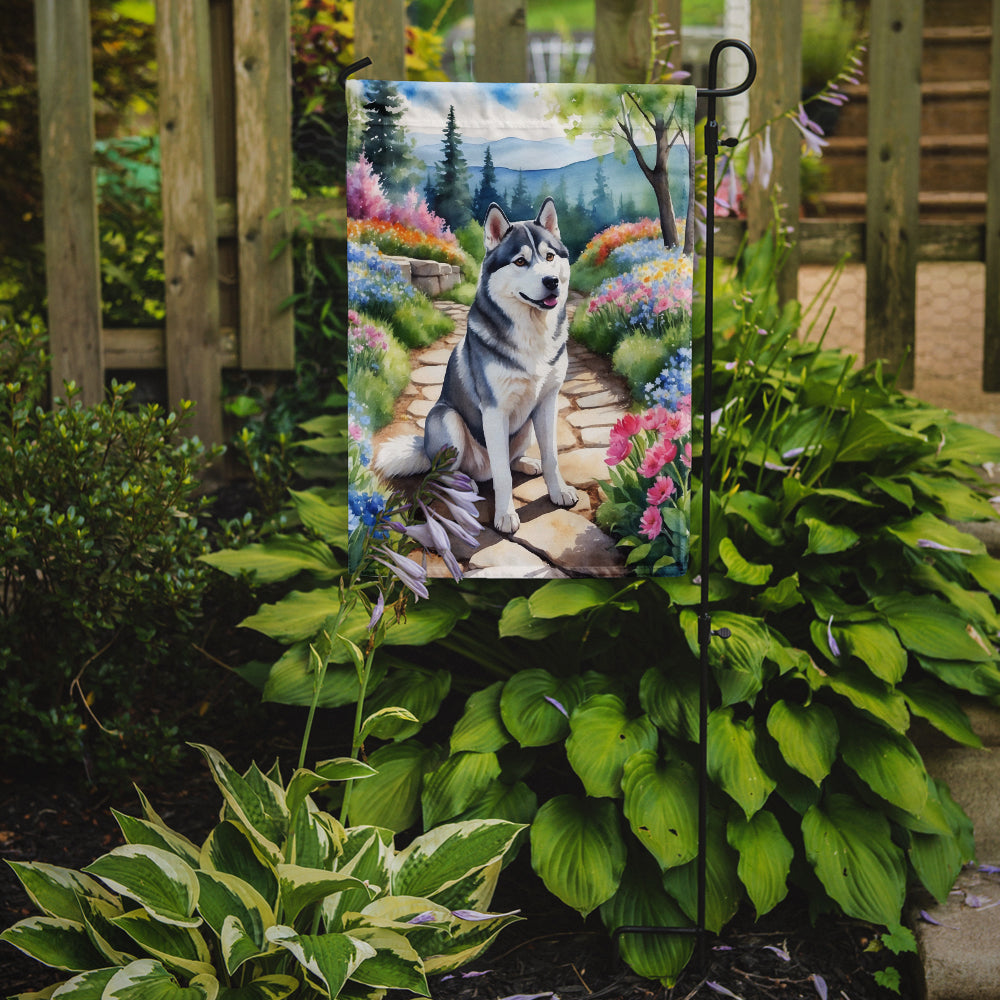 Siberian Husky Spring Path Garden Flag