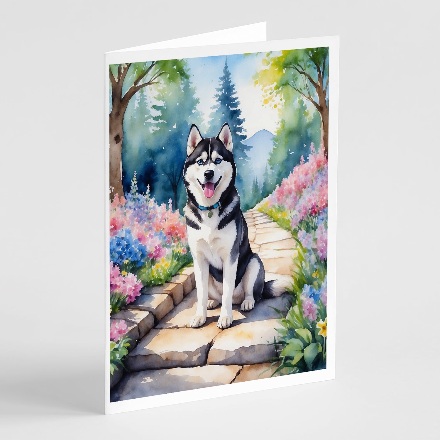 Buy this Siberian Husky Spring Path Greeting Cards Pack of 8