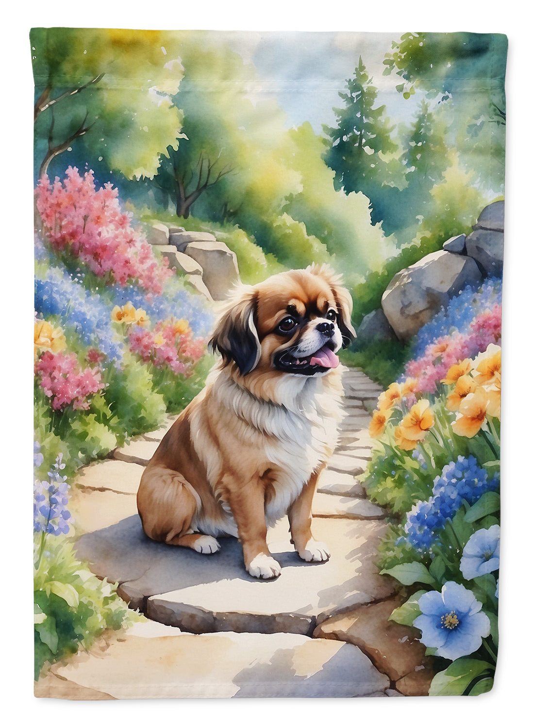 Buy this Tibetan Spaniel Spring Path Garden Flag