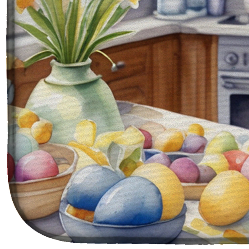 Decorating Easter Akita Dish Drying Mat