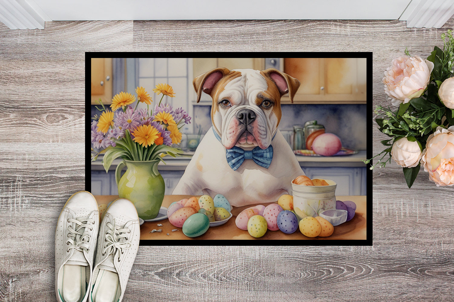 Decorating Easter American Bulldog Doormat