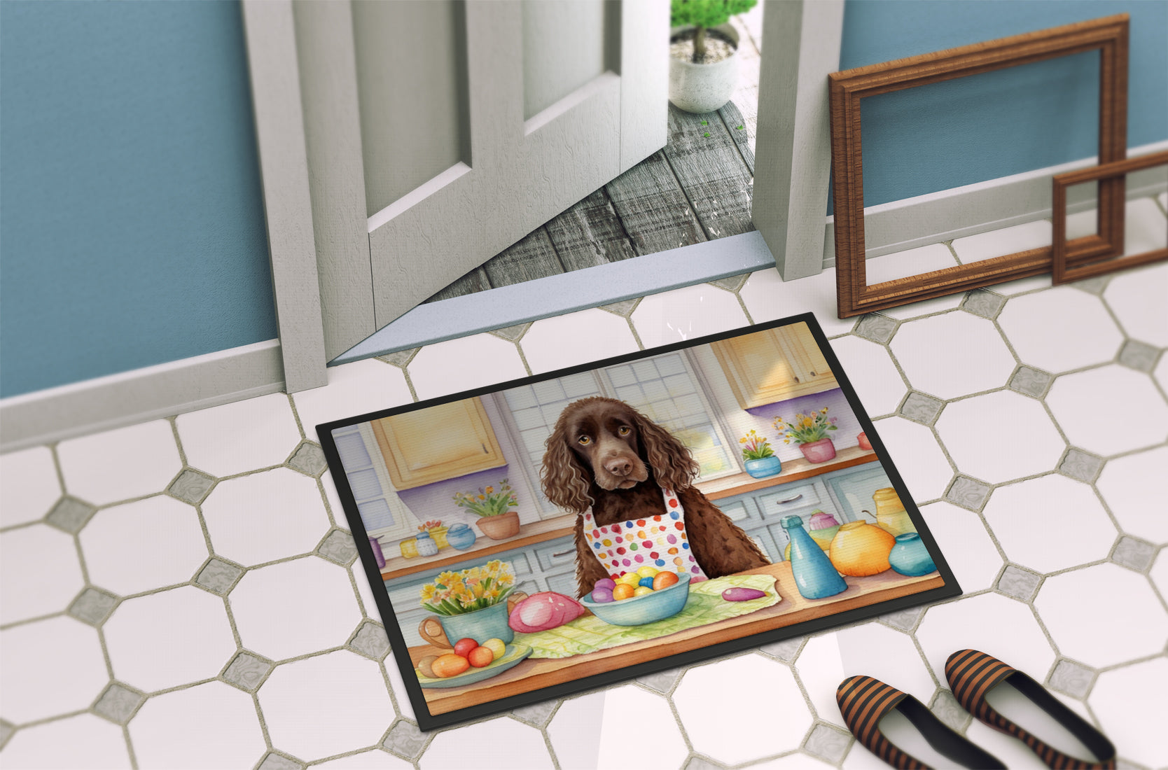 Decorating Easter American Water Spaniel Doormat