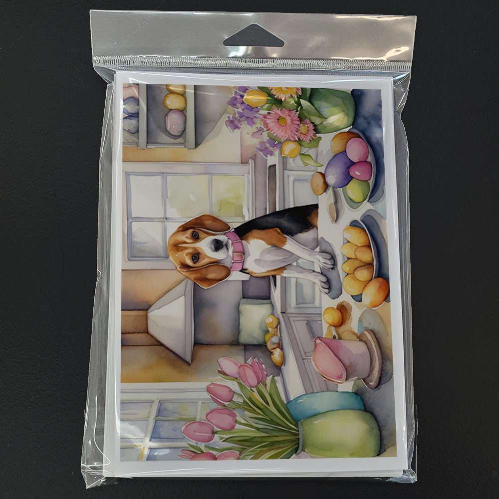 Decorating Easter Beagle Greeting Cards Pack of 8