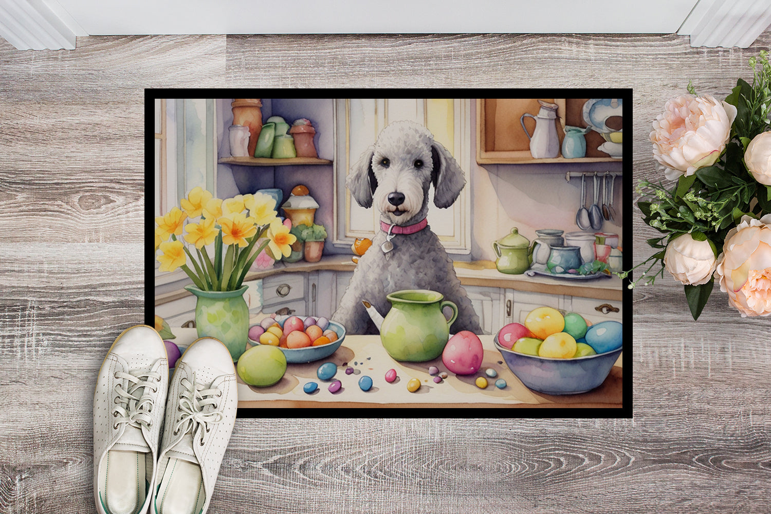 Buy this Decorating Easter Bedlington Terrier Doormat