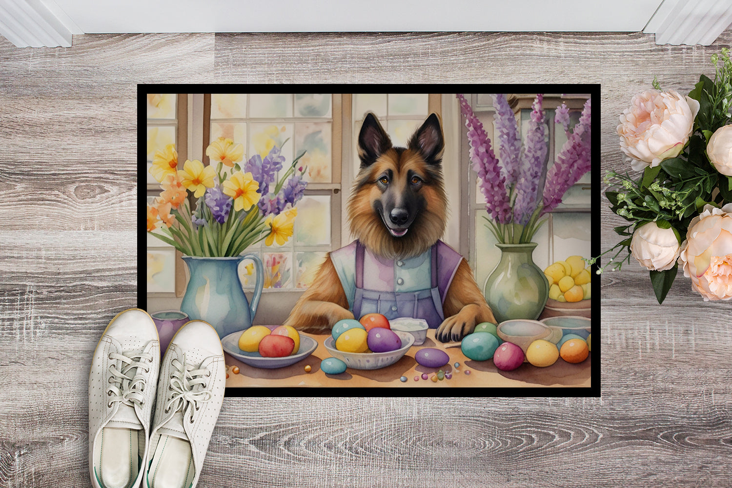 Decorating Easter Belgian Tervuren Doormat