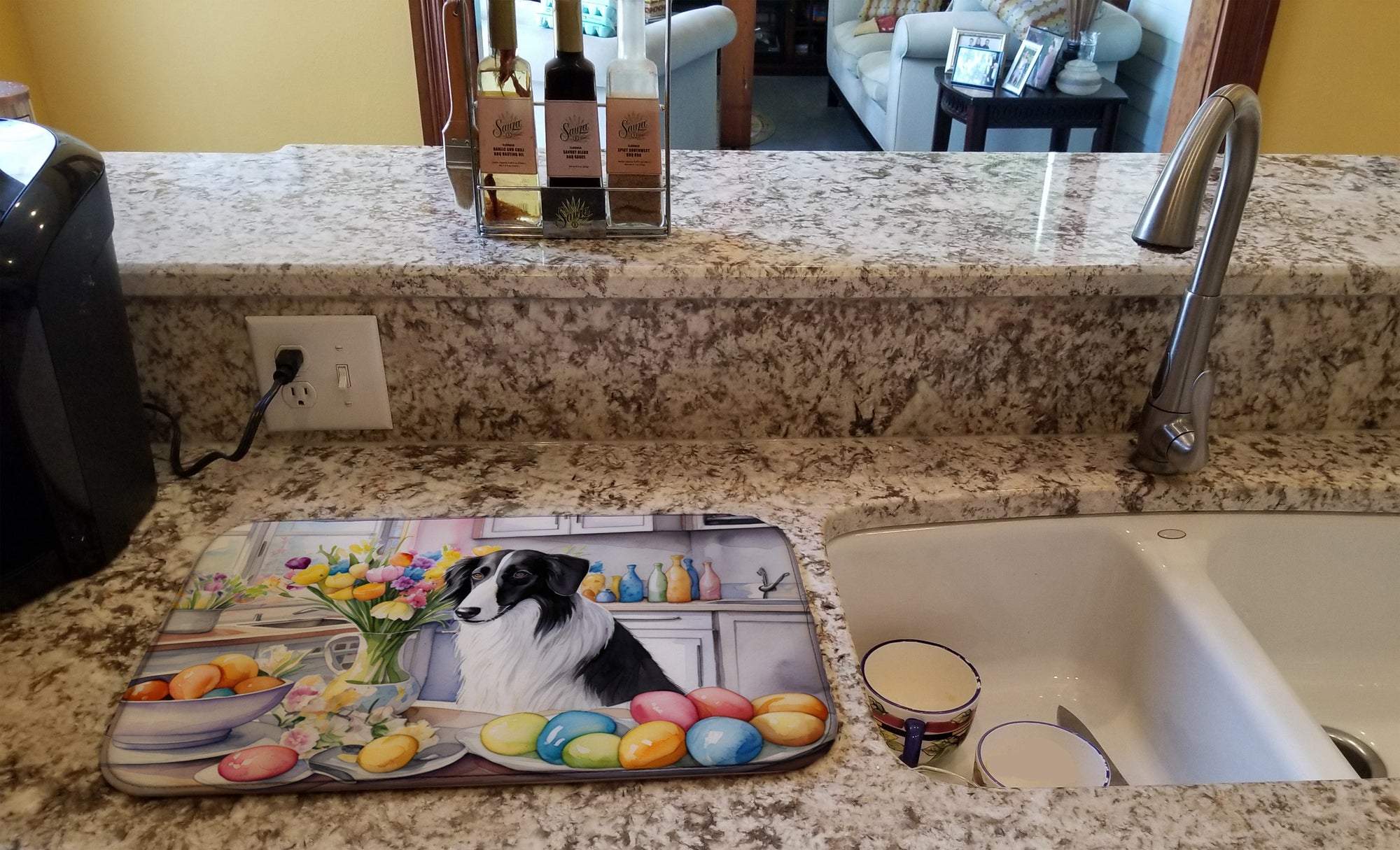 Decorating Easter Borzoi Dish Drying Mat