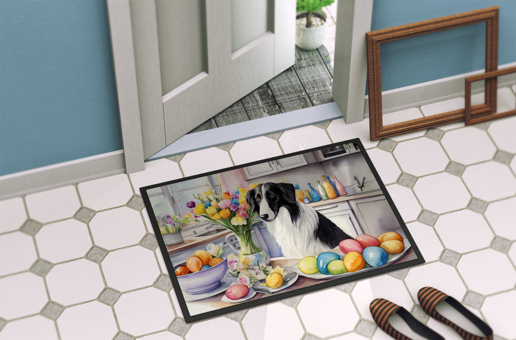 Decorating Easter Borzoi Doormat