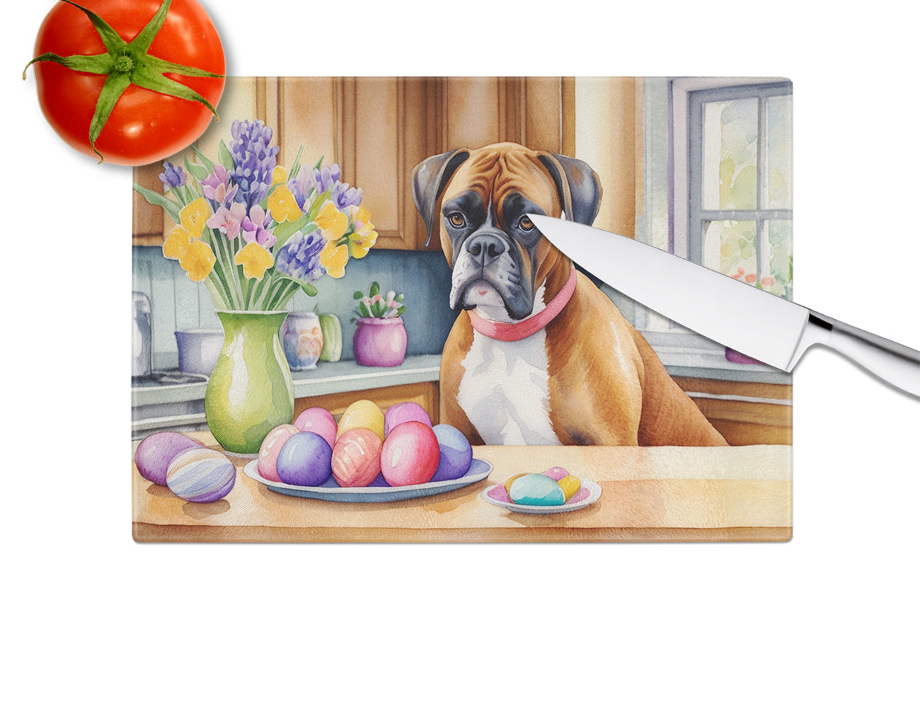 Decorating Easter Boxer Glass Cutting Board