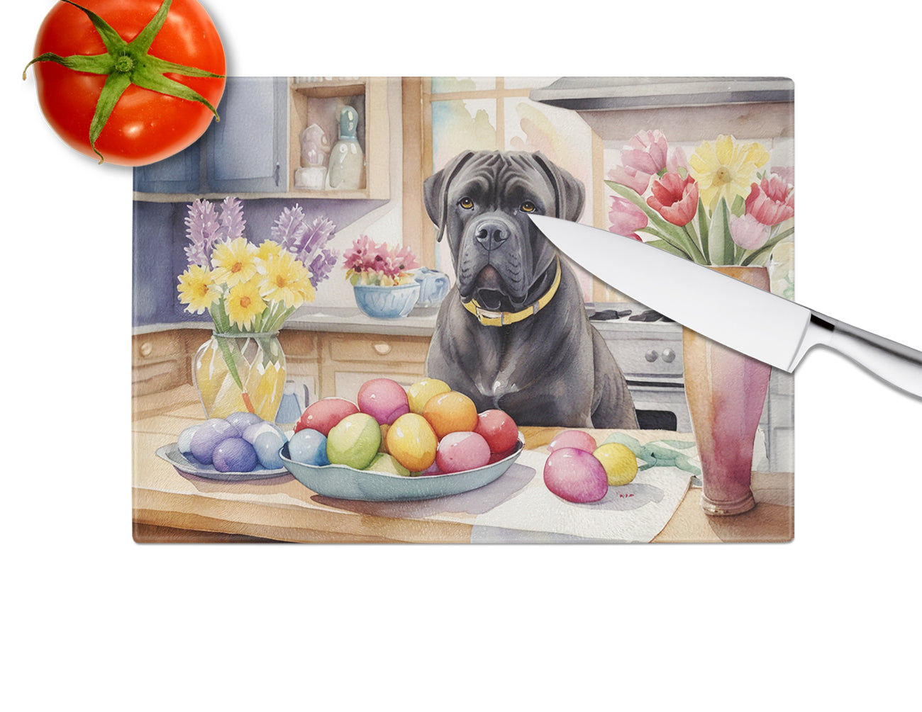 Decorating Easter Cane Corso Glass Cutting Board