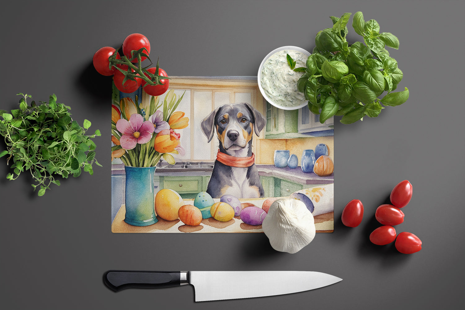 Decorating Easter Catahoula Glass Cutting Board