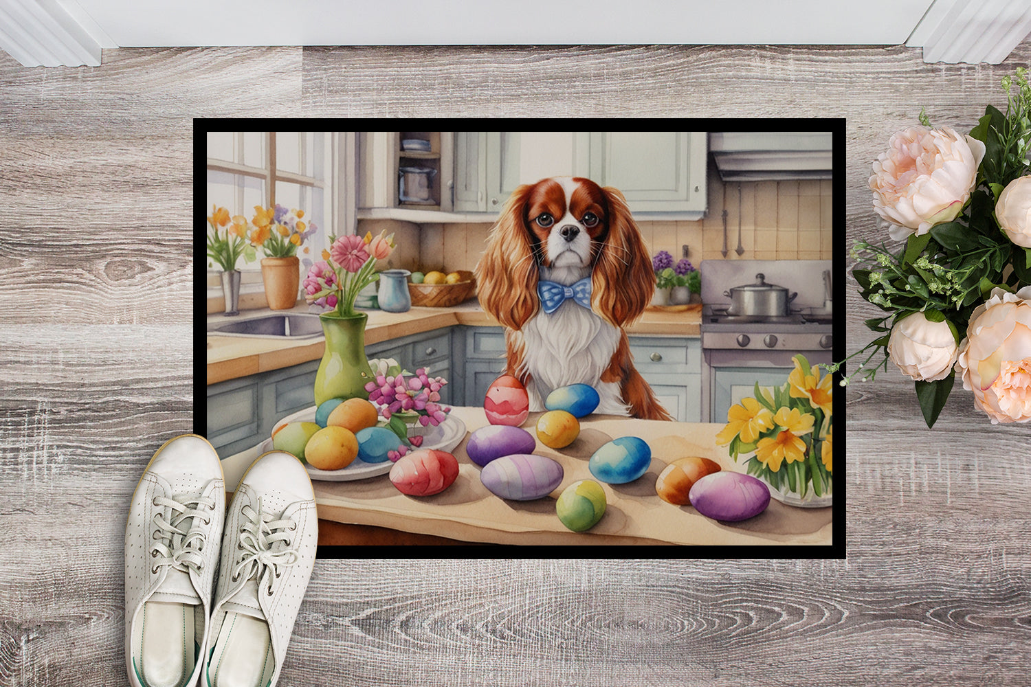 Decorating Easter Cavalier Spaniel Doormat