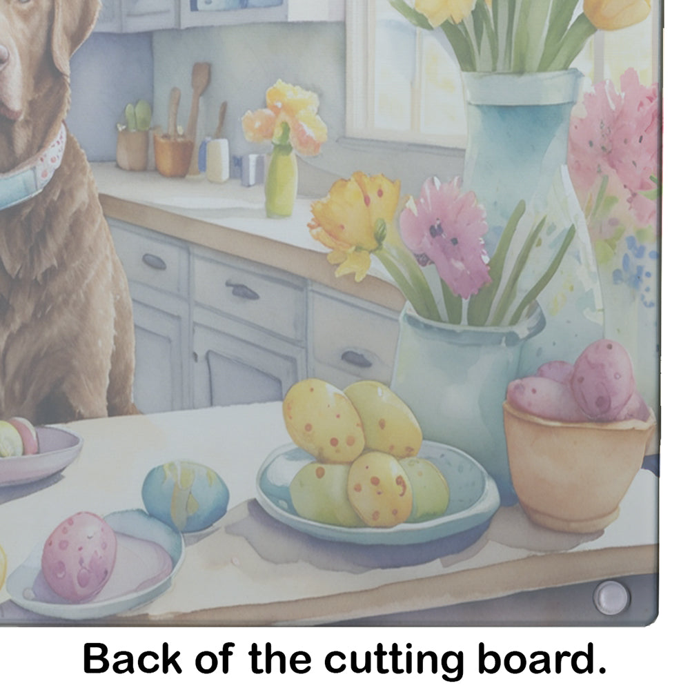 Decorating Easter Chesapeake Bay Retriever Glass Cutting Board