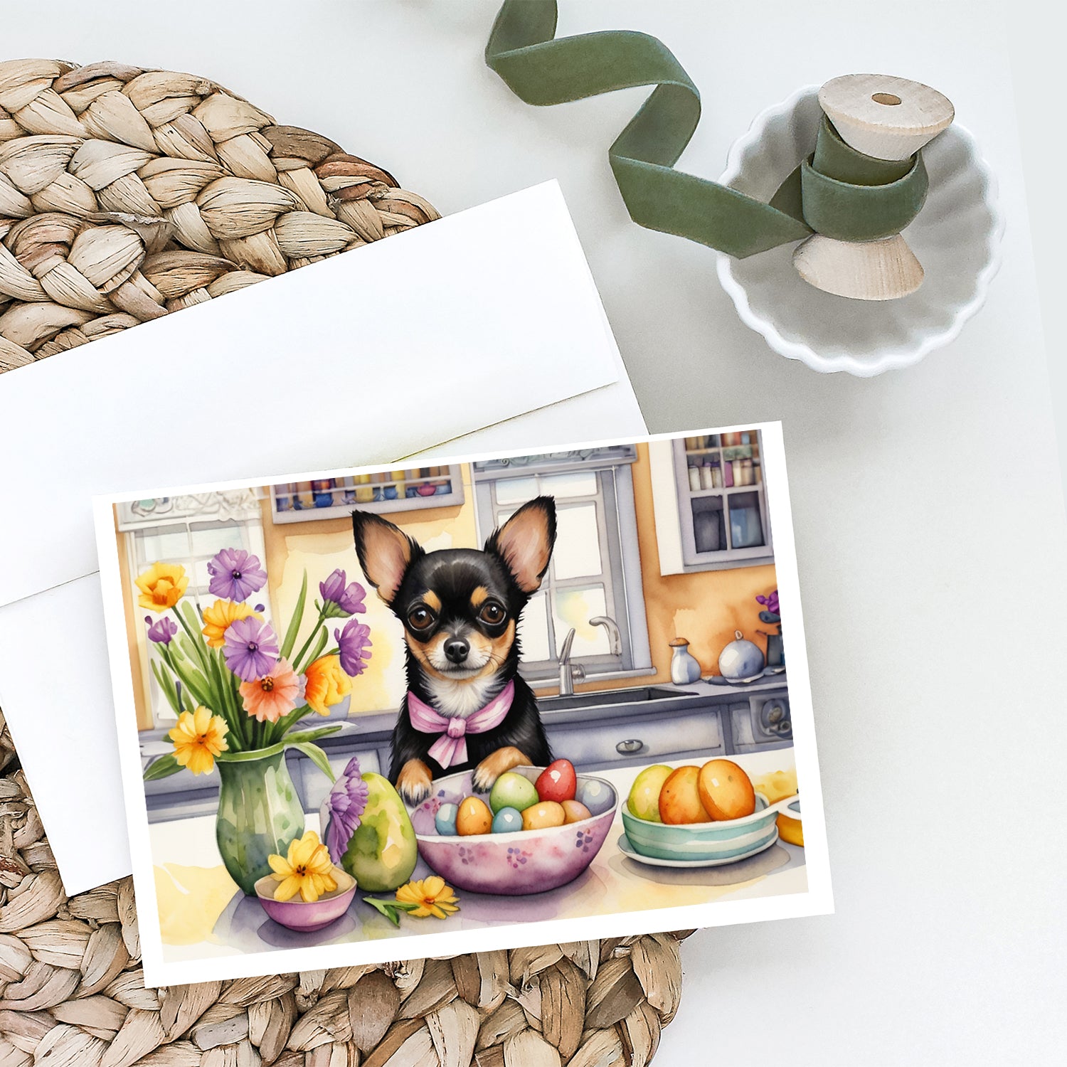 Buy this Decorating Easter Chihuahua Greeting Cards Pack of 8