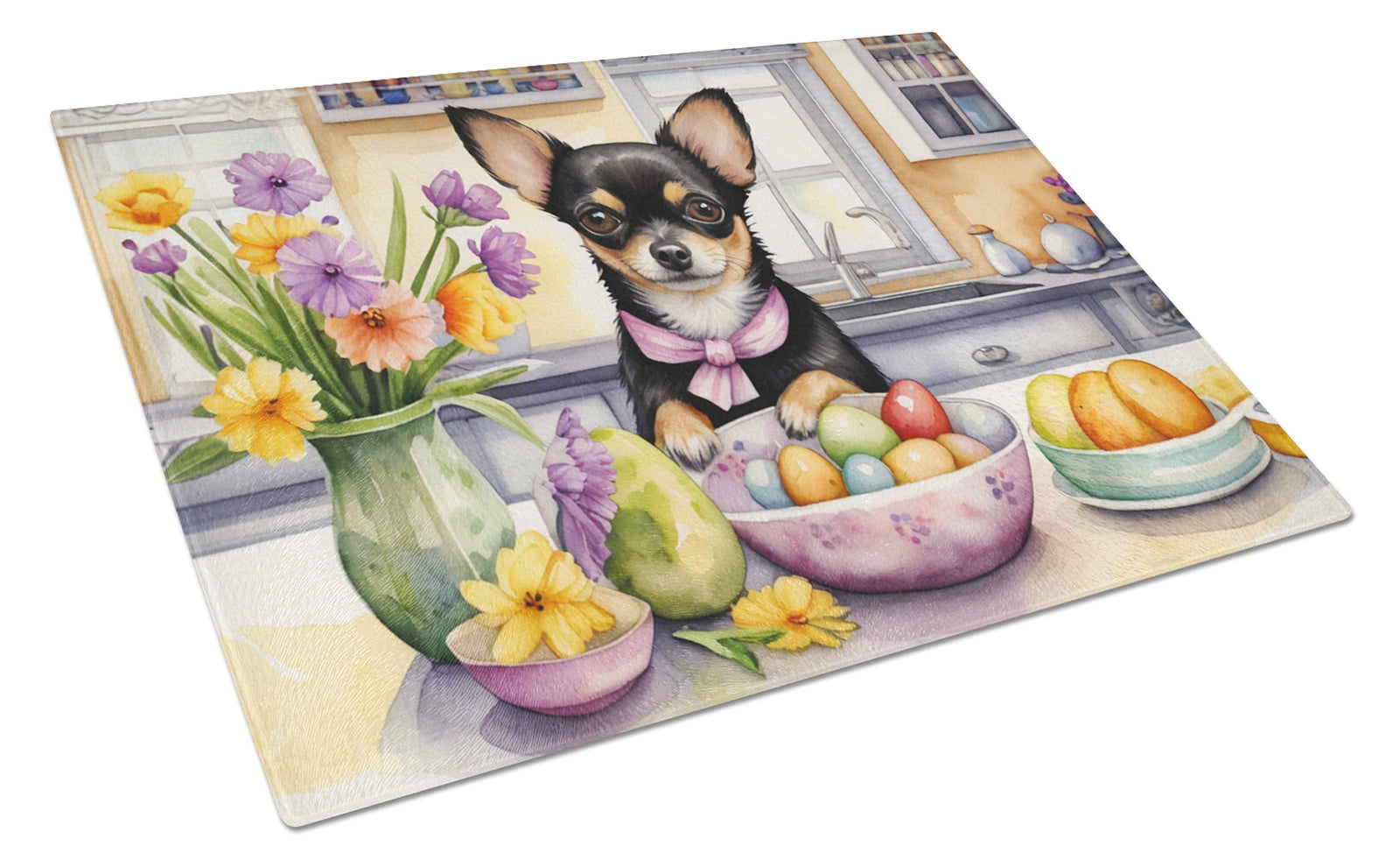 Buy this Decorating Easter Chihuahua Glass Cutting Board