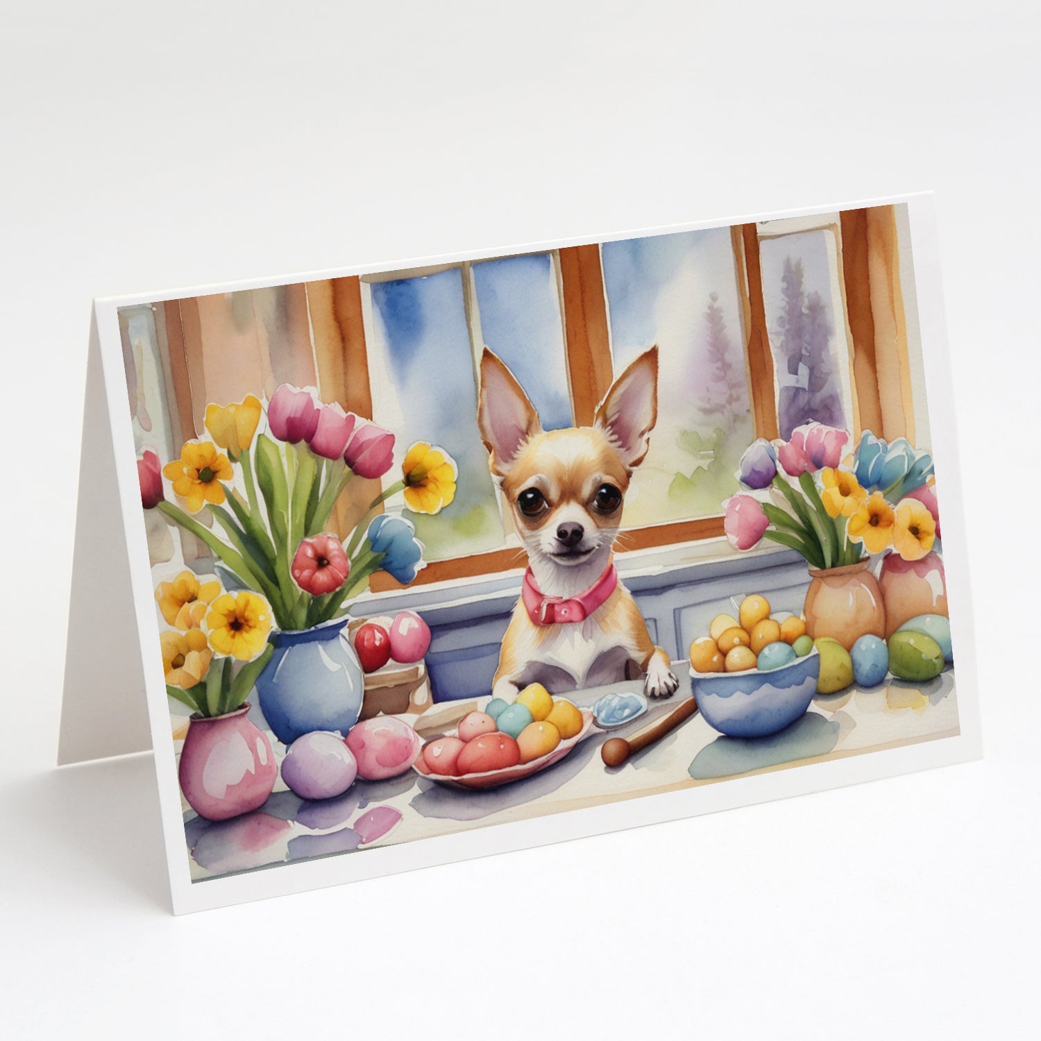 Buy this Decorating Easter Chihuahua Greeting Cards Pack of 8