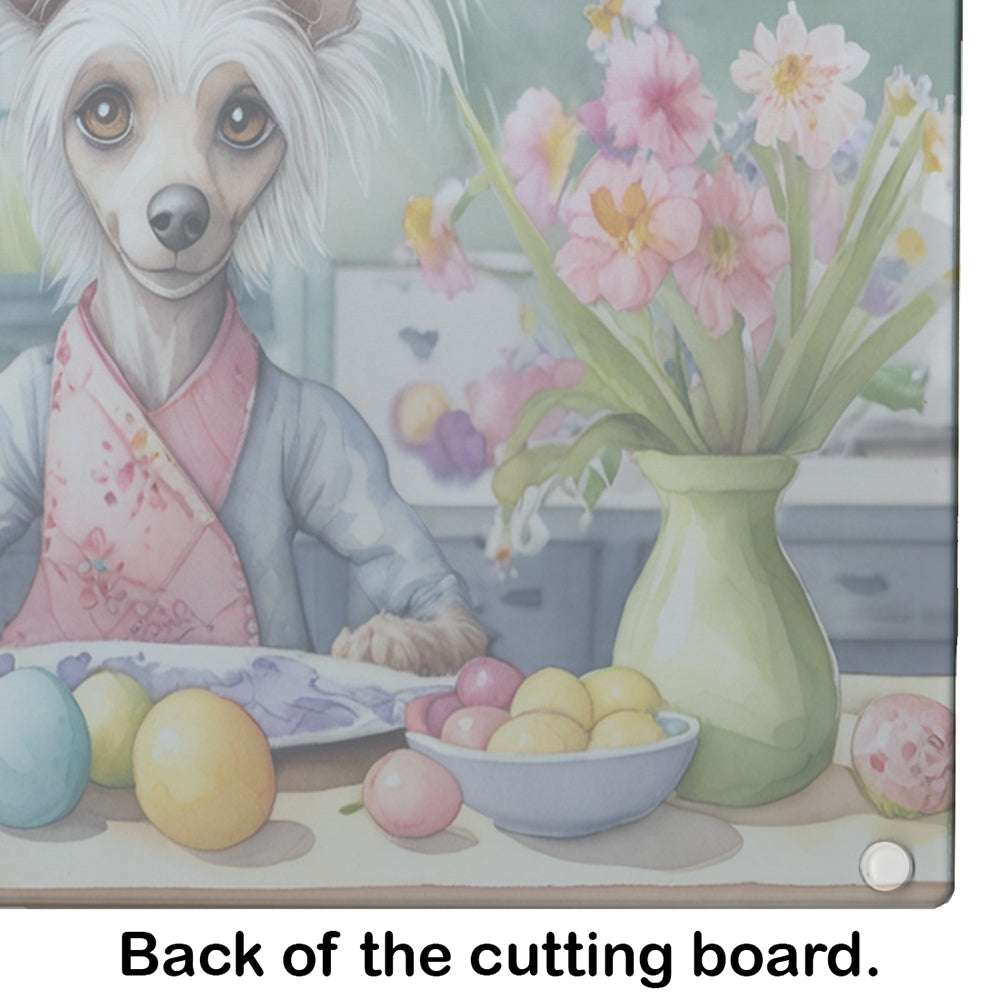 Decorating Easter Chinese Crested Glass Cutting Board