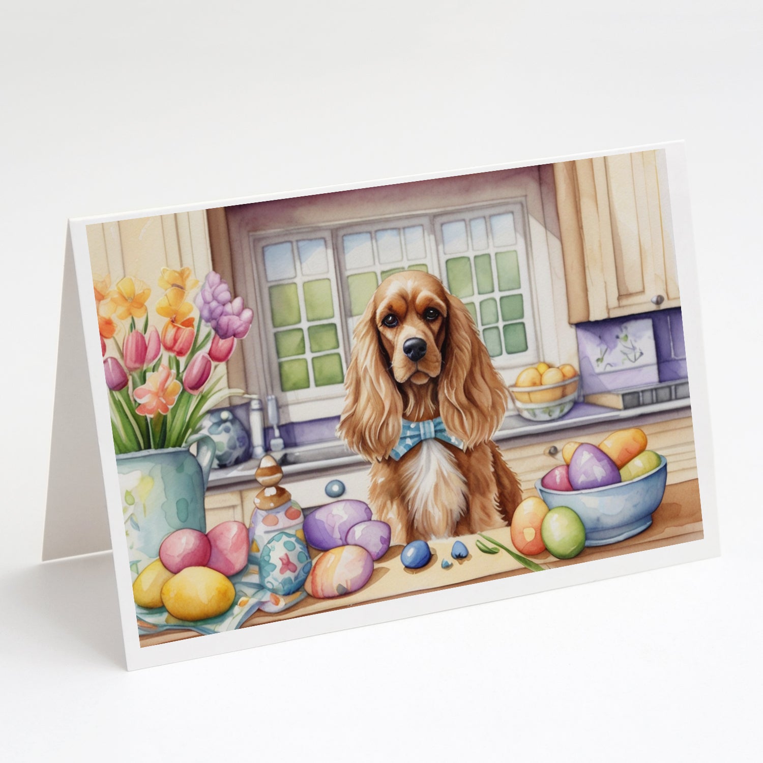 Buy this Decorating Easter Cocker Spaniel Greeting Cards Pack of 8