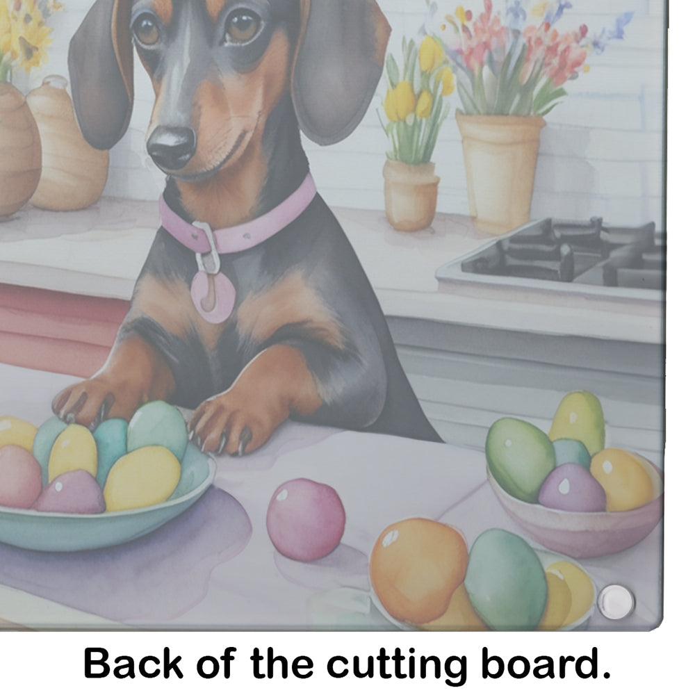 Decorating Easter Dachshund Glass Cutting Board