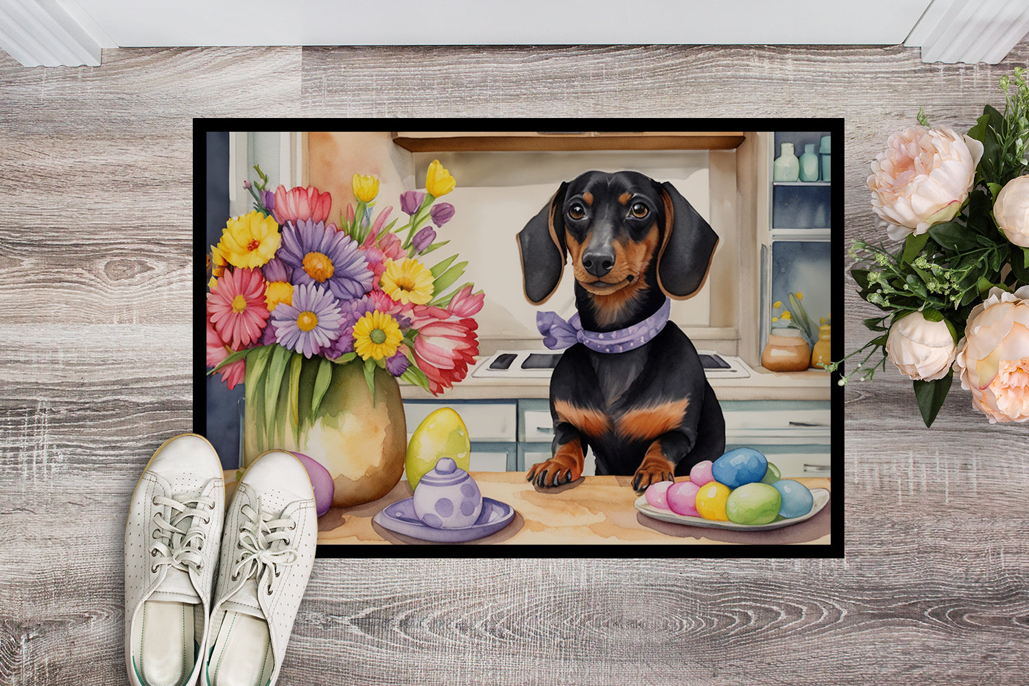 Decorating Easter Dachshund Doormat