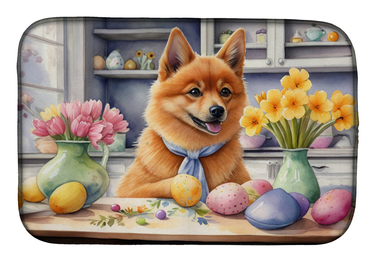 Buy this Decorating Easter Finnish Spitz Dish Drying Mat