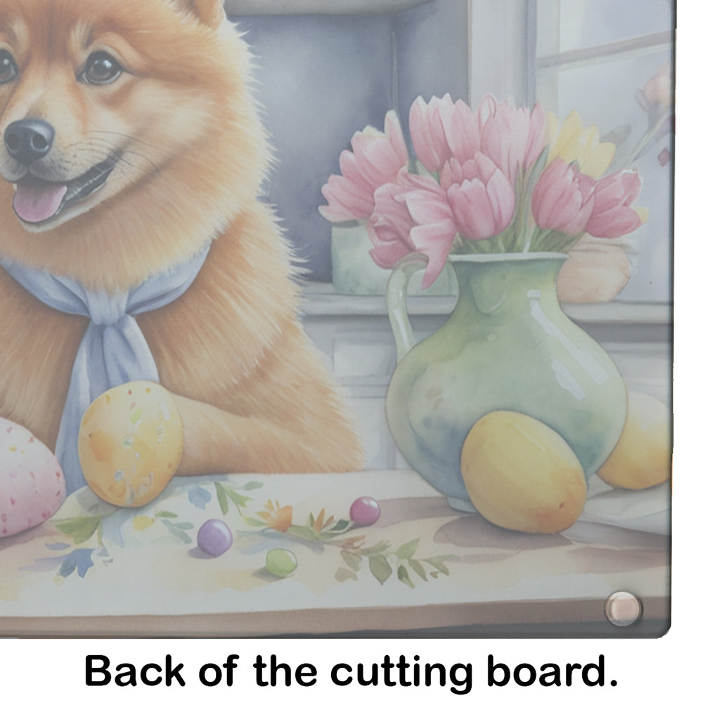 Decorating Easter Finnish Spitz Glass Cutting Board