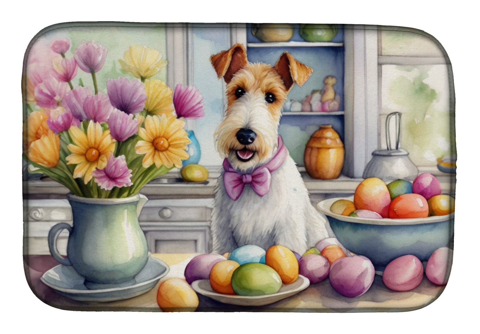 Buy this Decorating Easter Fox Terrier Dish Drying Mat