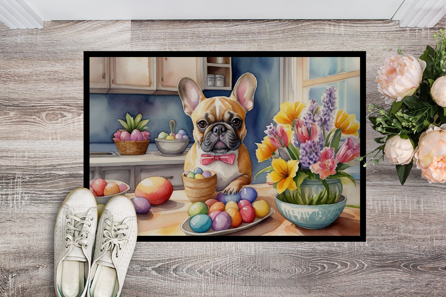 Decorating Easter French Bulldog Doormat