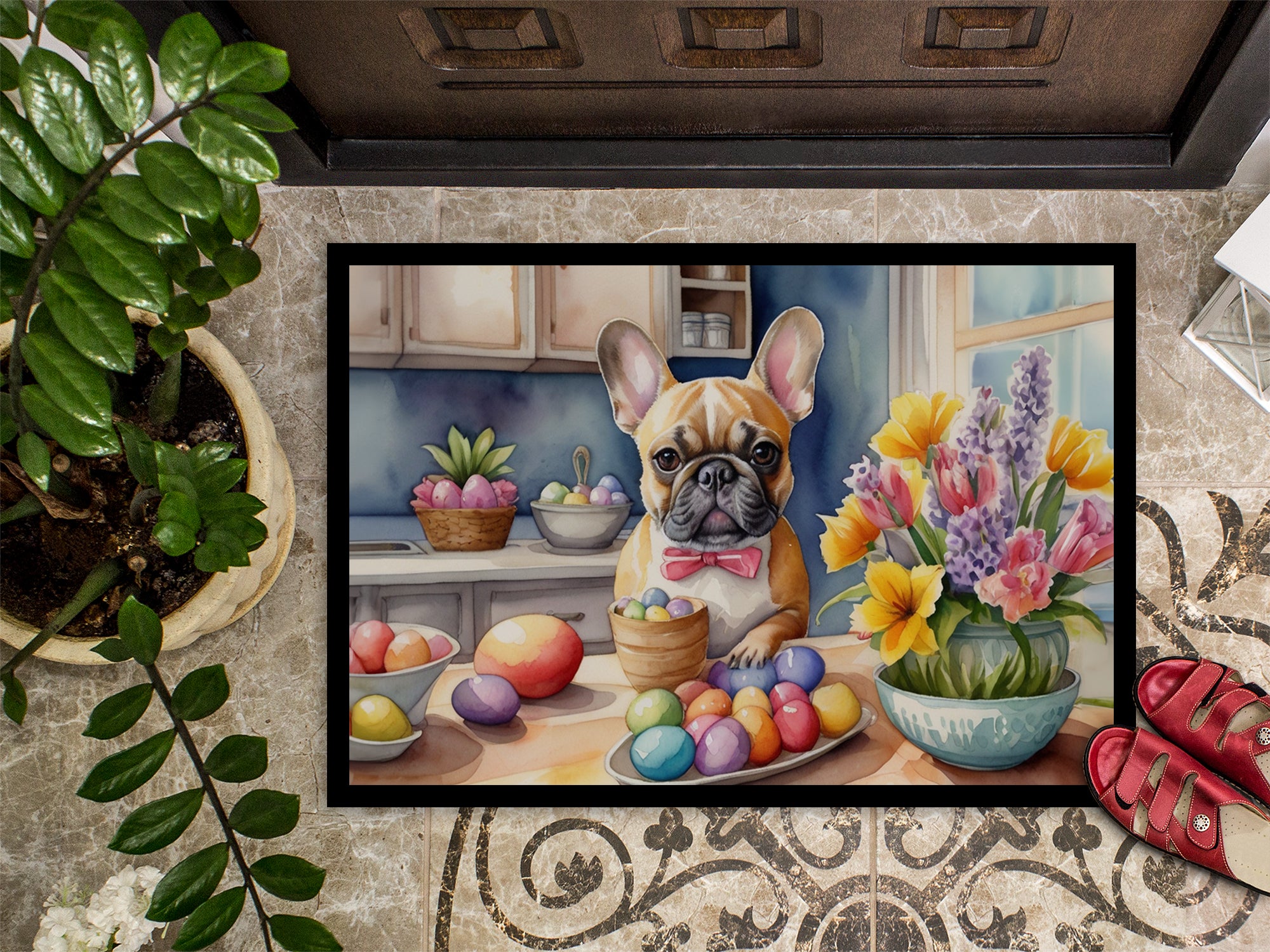 Decorating Easter French Bulldog Doormat