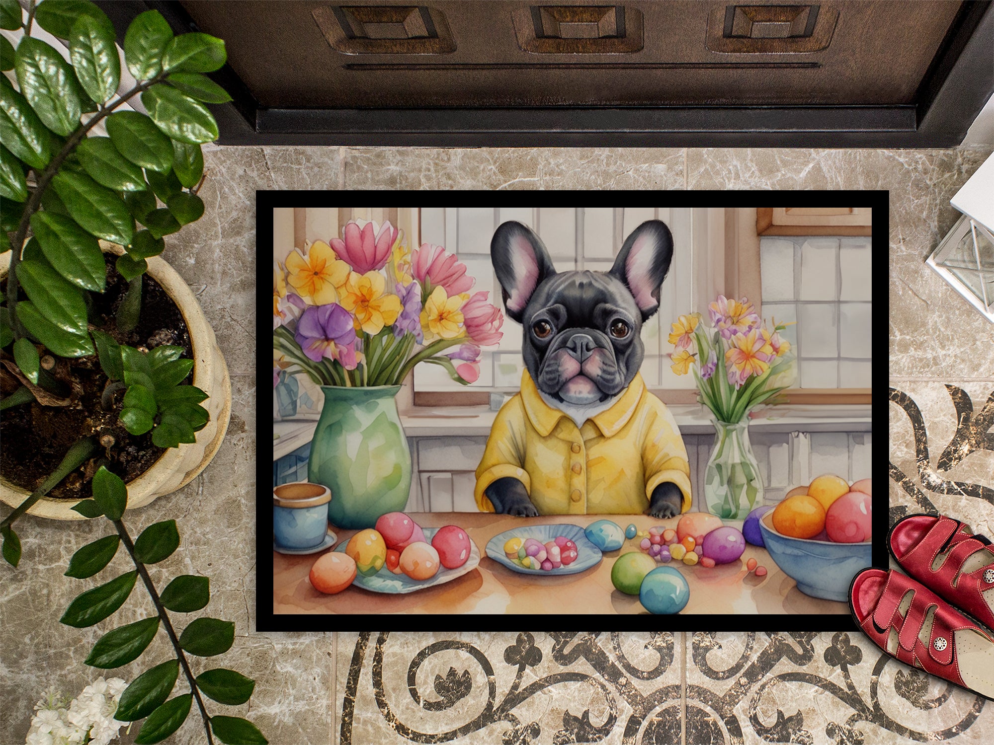 Decorating Easter French Bulldog Doormat