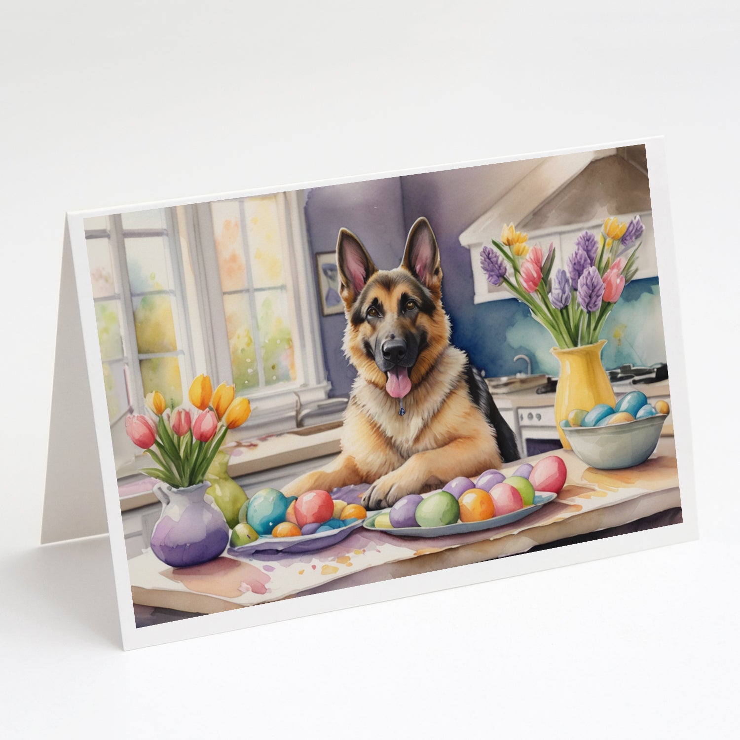 Buy this Decorating Easter German Shepherd Greeting Cards Pack of 8