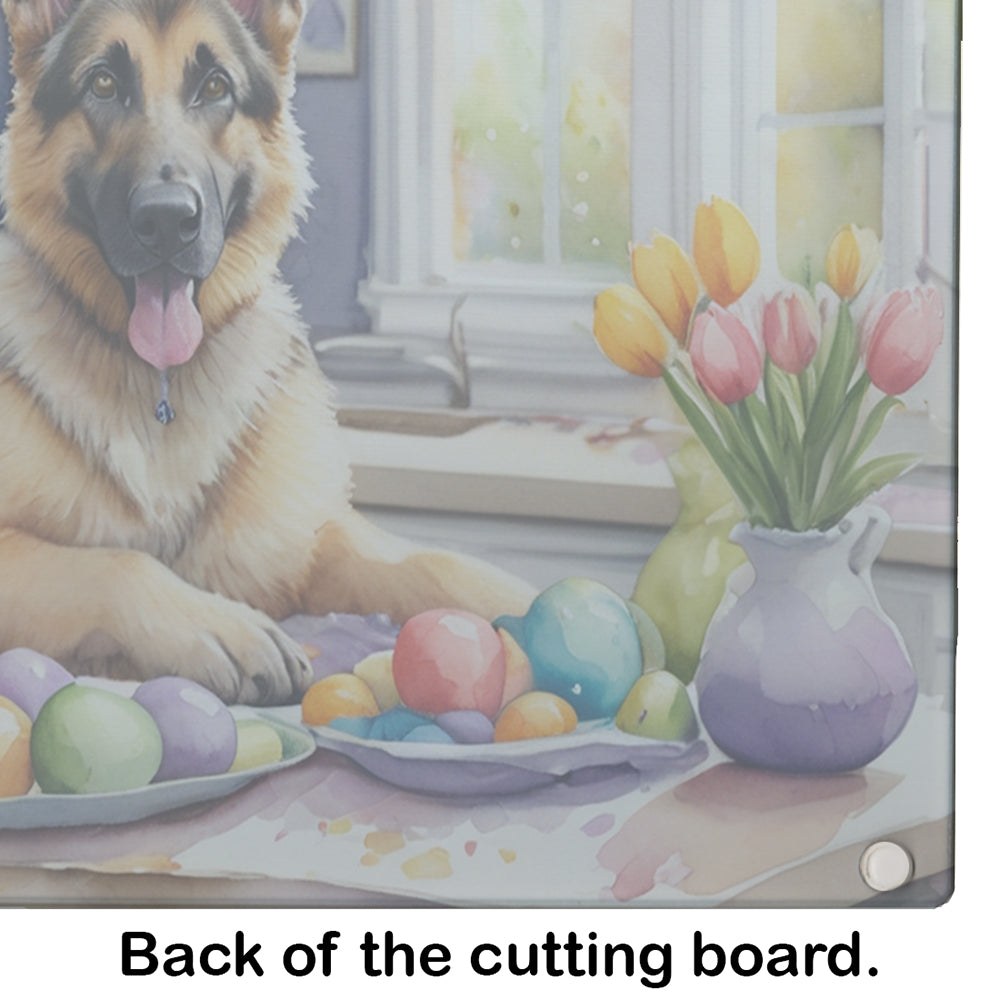 Decorating Easter German Shepherd Glass Cutting Board