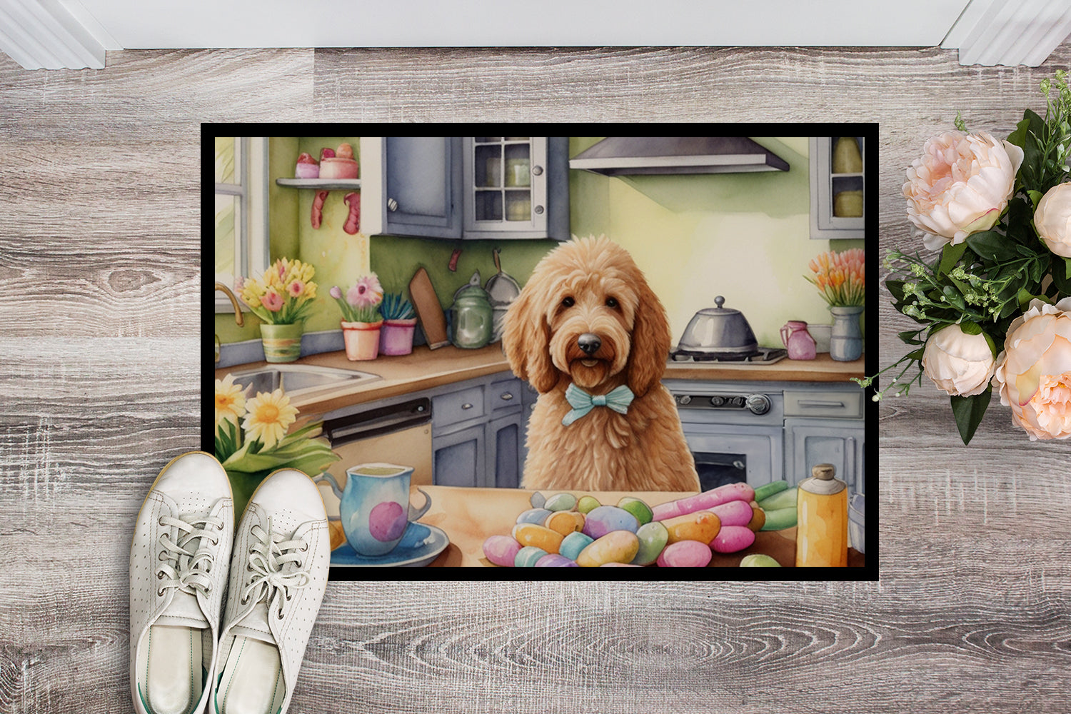 Decorating Easter Goldendoodle Doormat