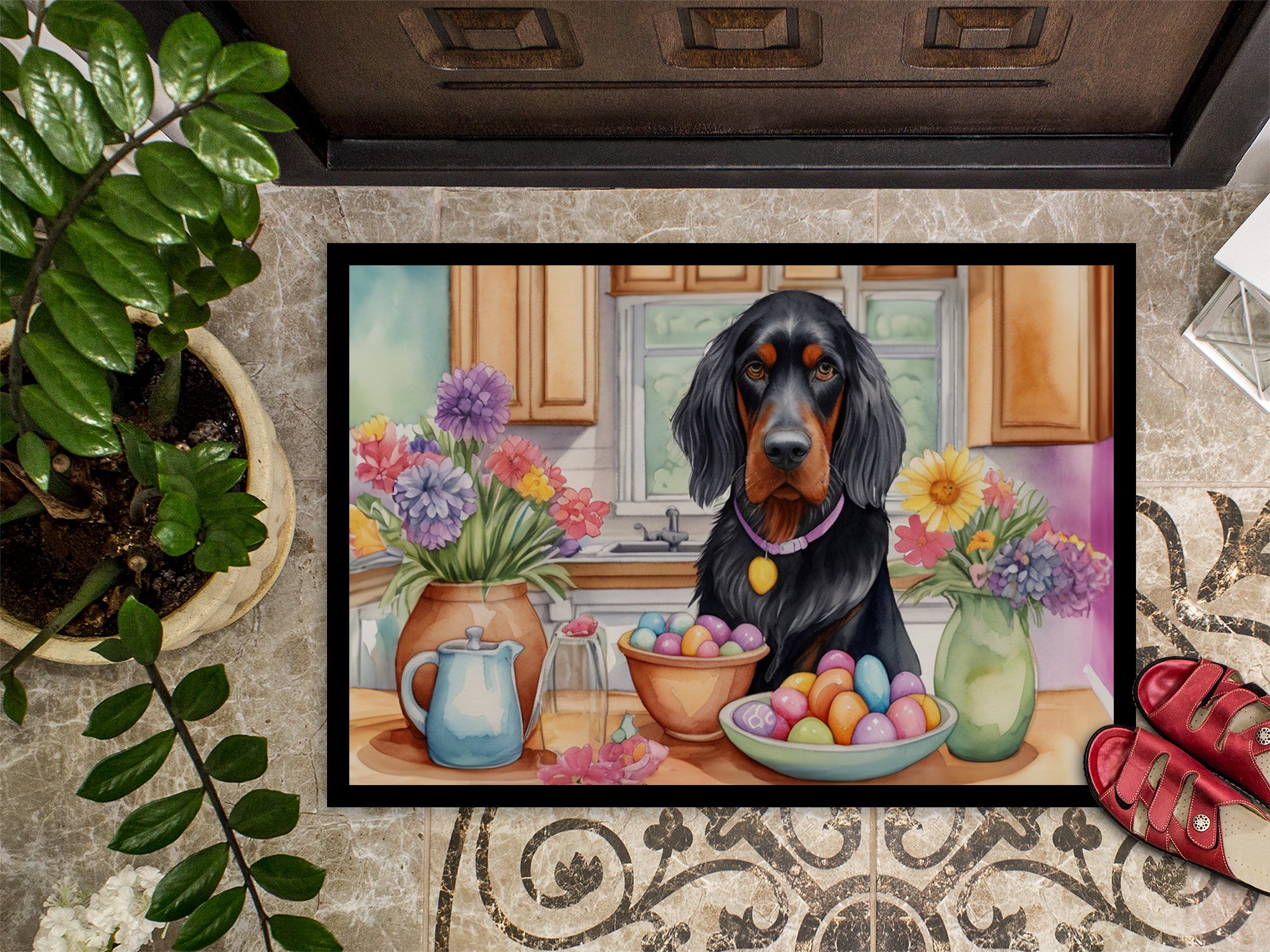 Decorating Easter Gordon Setter Doormat