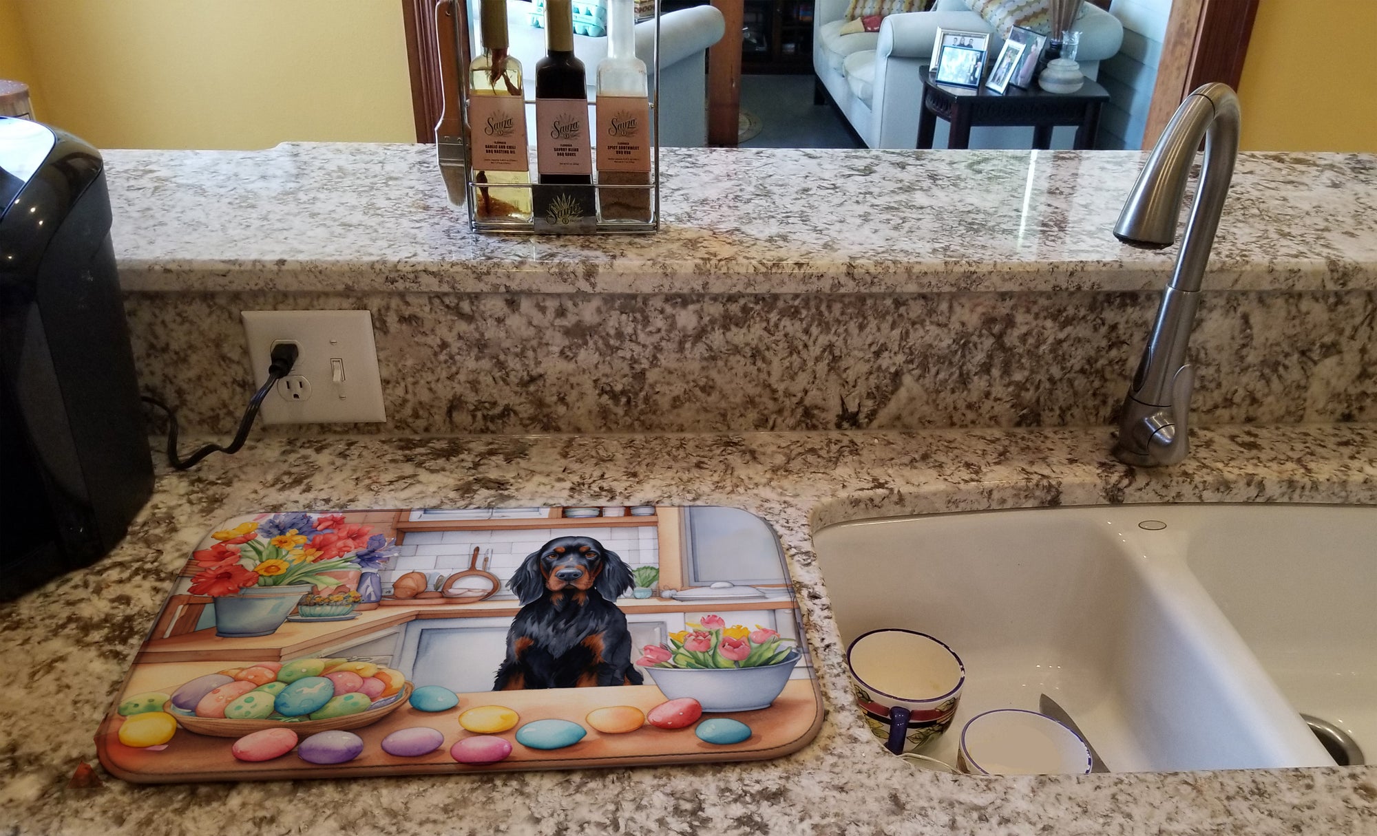 Decorating Easter Gordon Setter Dish Drying Mat