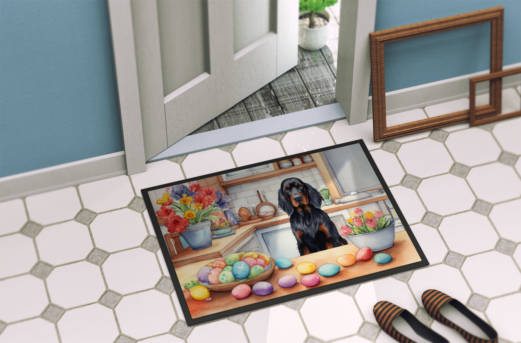 Decorating Easter Gordon Setter Doormat