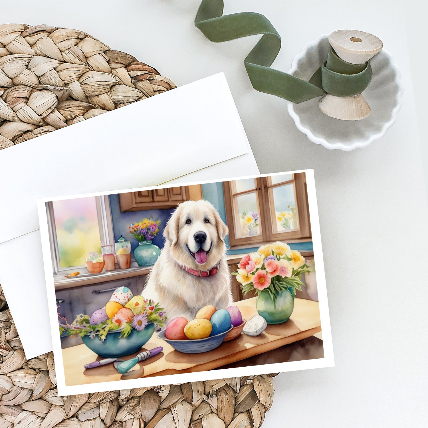 Buy this Decorating Easter Great Pyrenees Greeting Cards Pack of 8