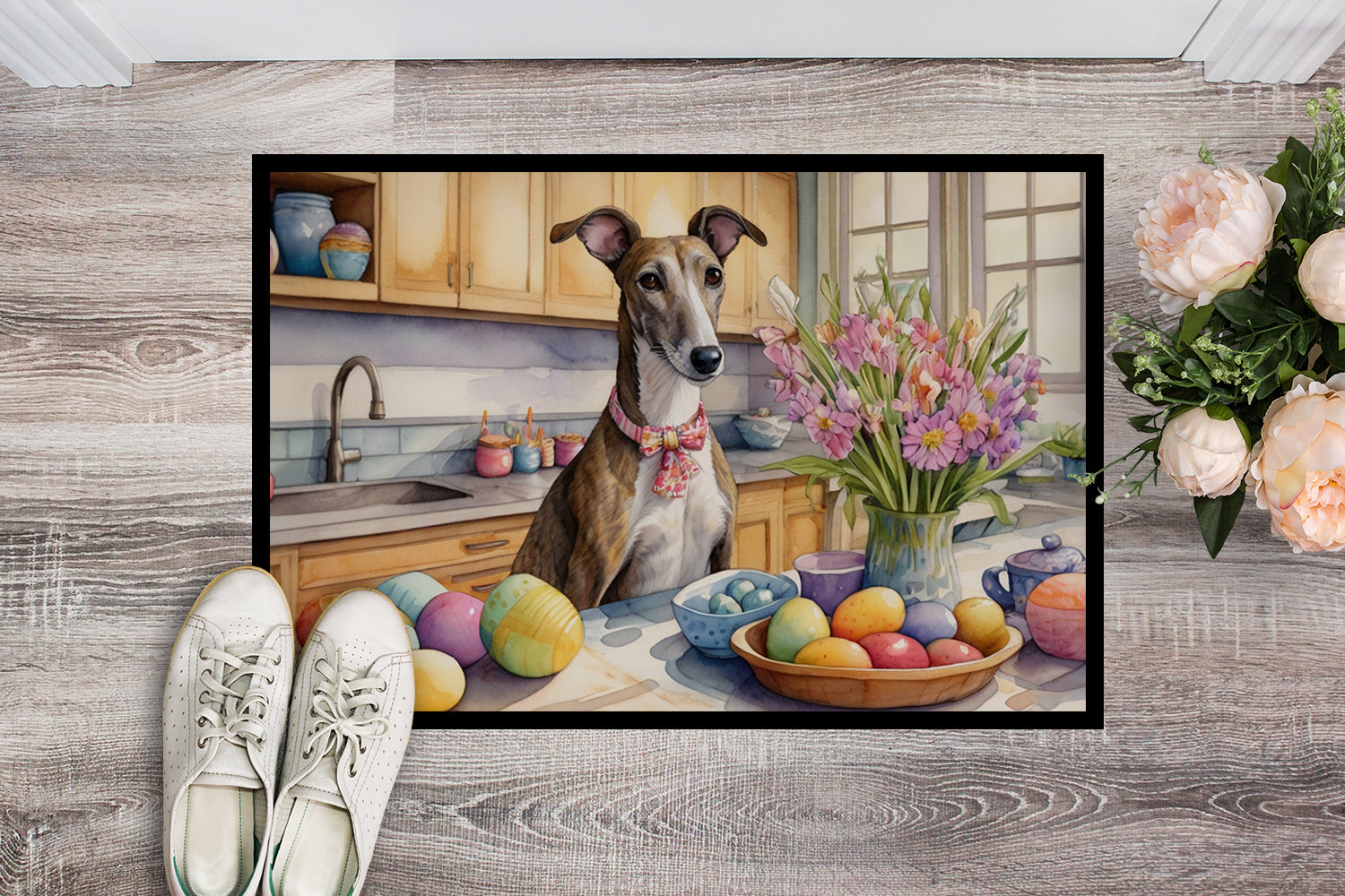 Decorating Easter Greyhound Doormat