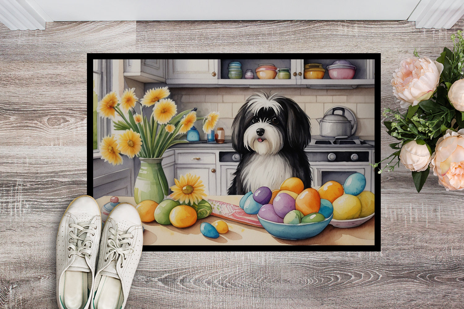 Decorating Easter Havanese Doormat