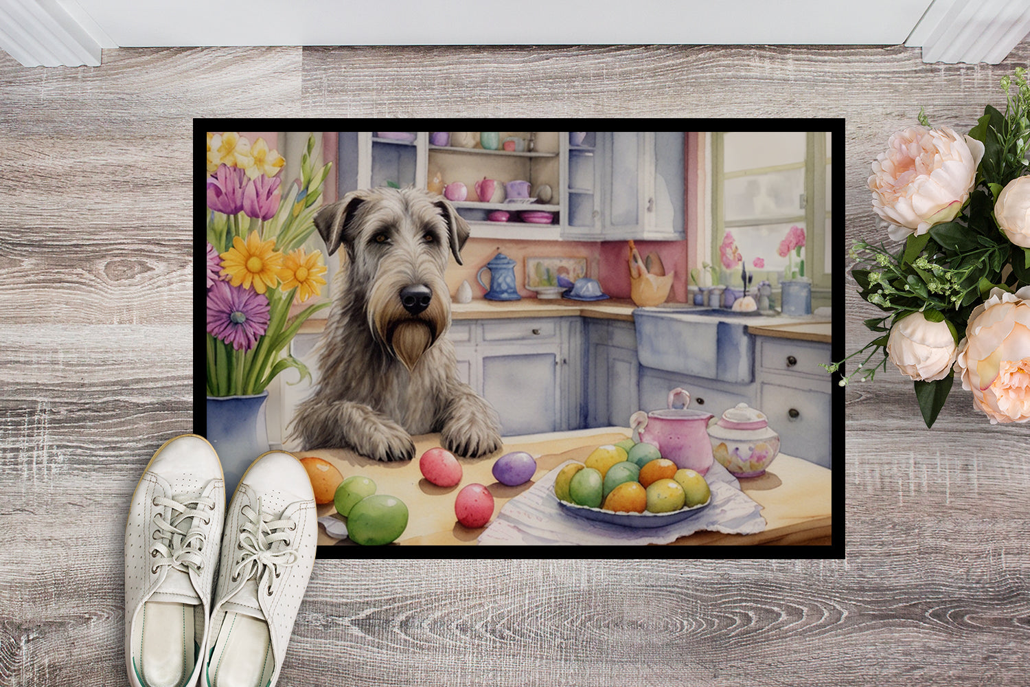 Decorating Easter Irish Wolfhound Doormat