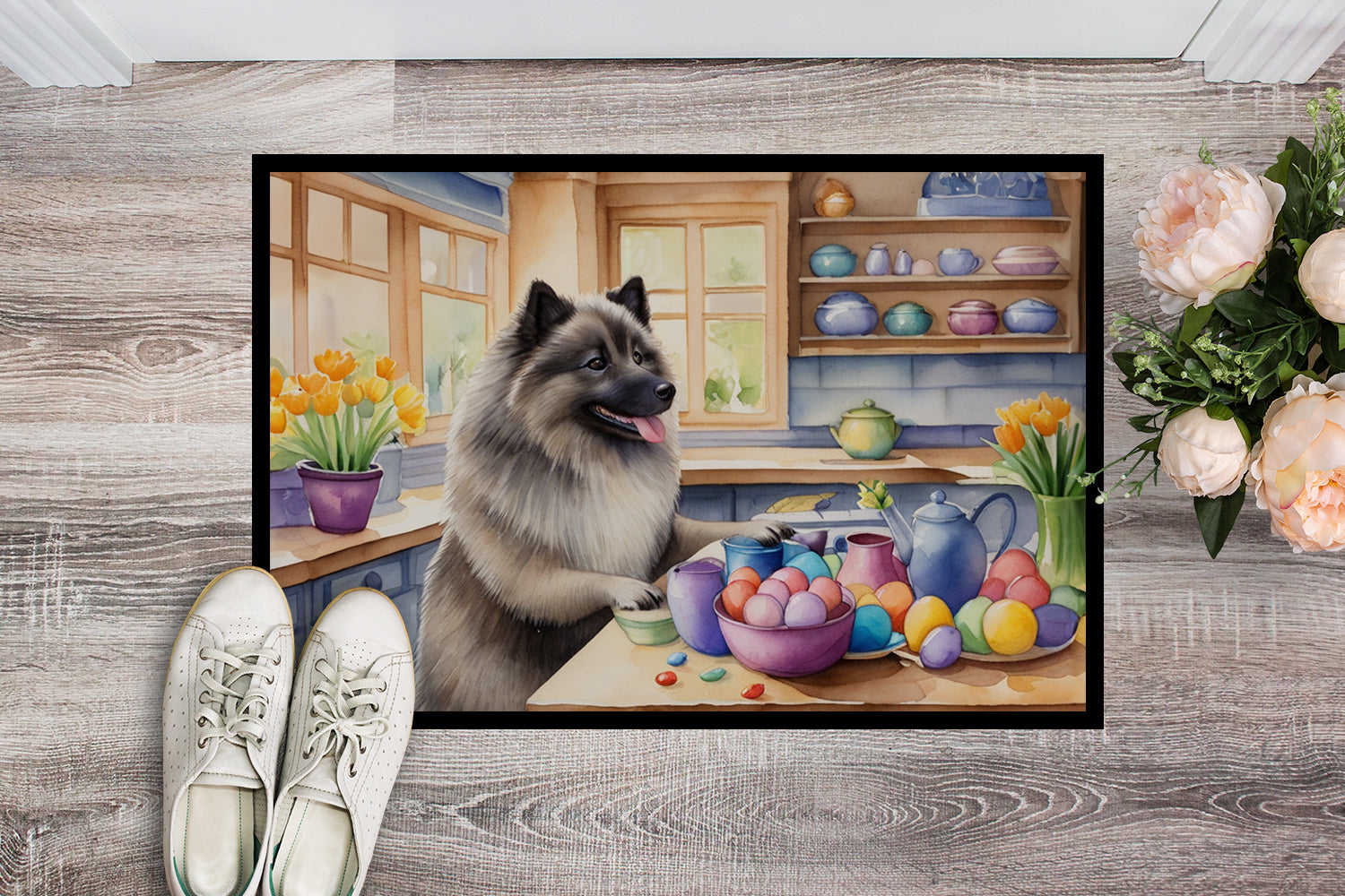 Buy this Decorating Easter Keeshond Doormat