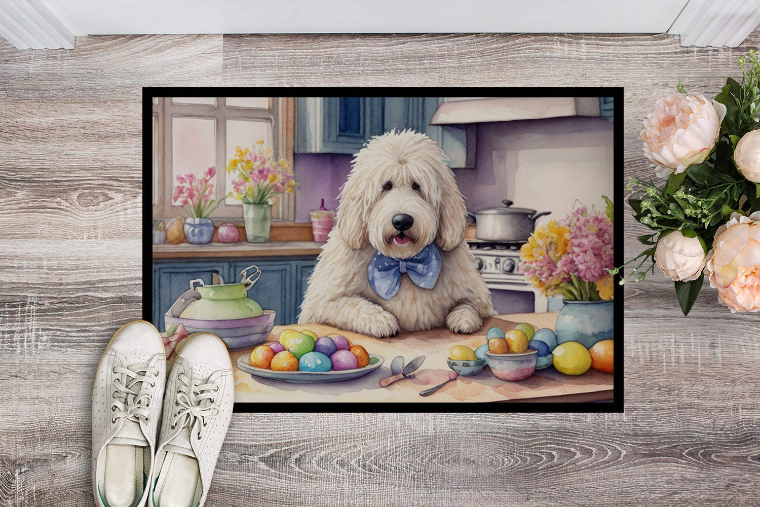 Decorating Easter Komondor Doormat