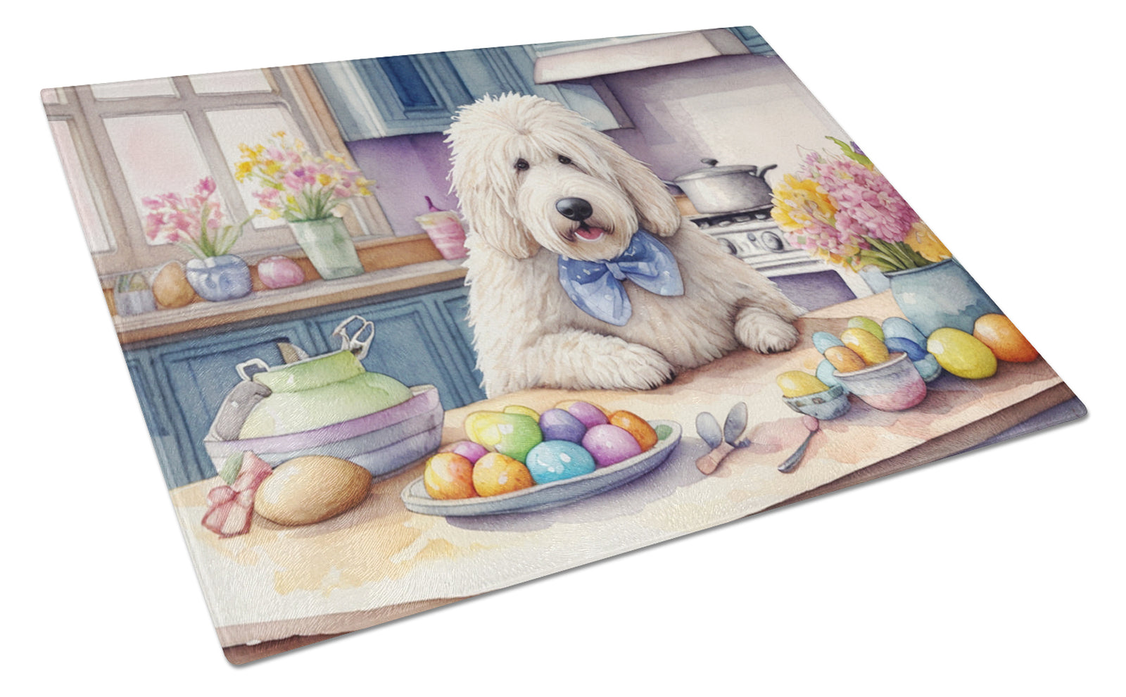 Buy this Decorating Easter Komondor Glass Cutting Board