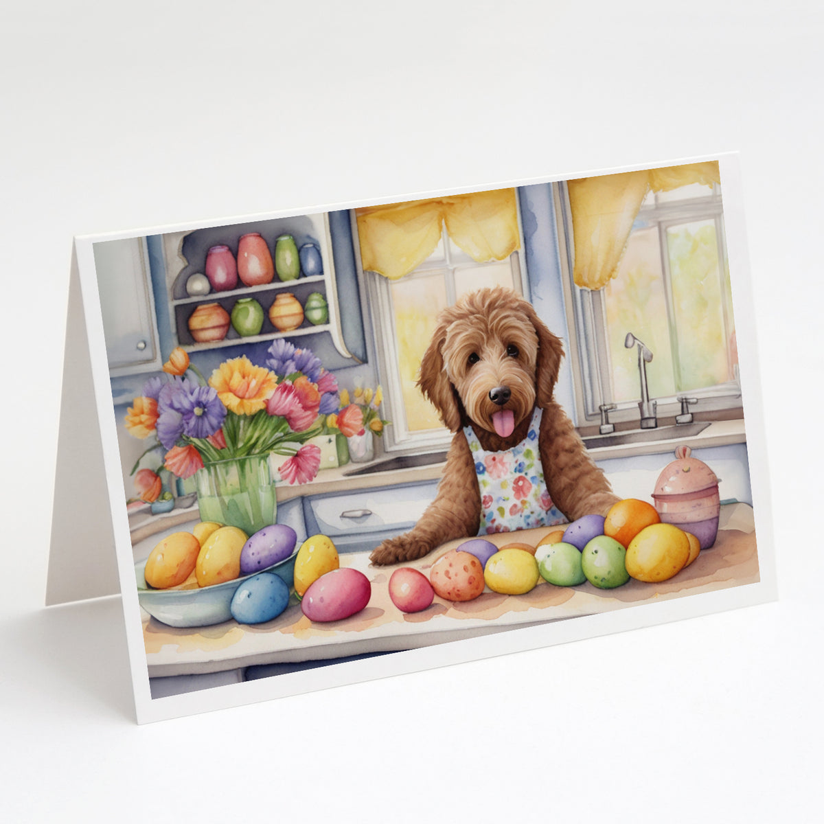 Buy this Decorating Easter Labradoodle Greeting Cards Pack of 8