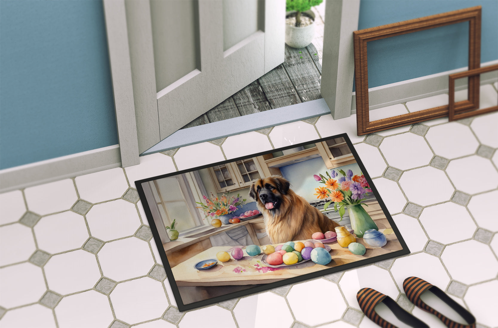 Decorating Easter Leonberger Doormat