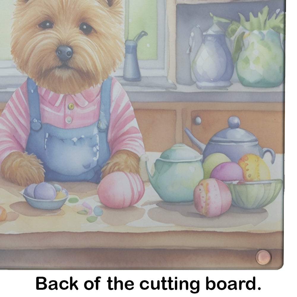 Decorating Easter Norwich Terrier Glass Cutting Board